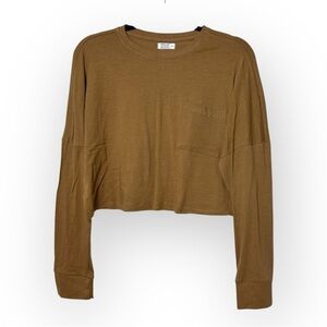 Ardene Basic Collection Brown Cropped Long Sleeve Top XL